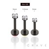 PRONG-SET THREADLESS PUSH-IN 316L SURGICAL STEEL LABRET WITH SOFT ENAMEL BACK FOR COMFORT